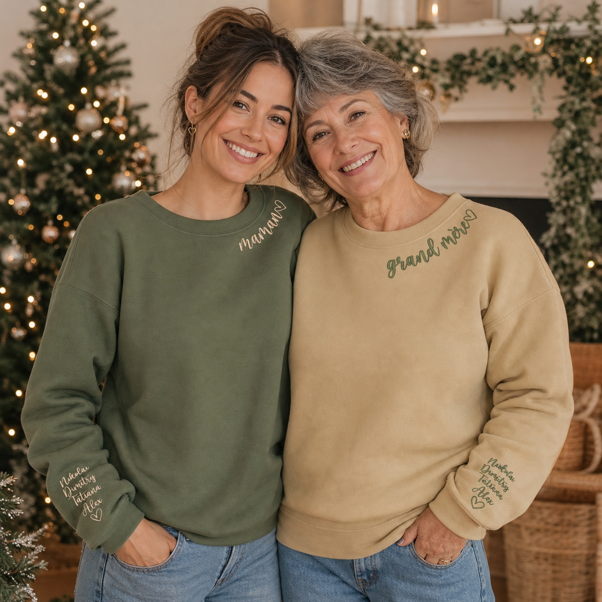 Personalized embroidered apparel with a custom neckline name and children's sleeve names - image 5