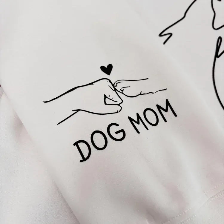 Black paw and hand sleeve graphic with Dog Mom lettering