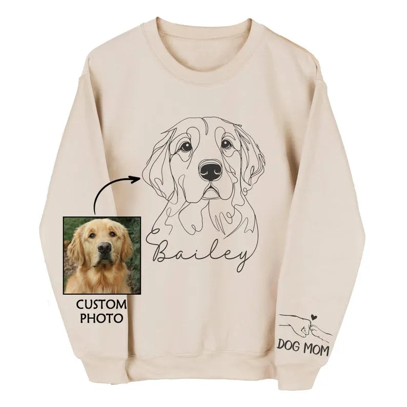 Cream pet portrait sweatshirt with original pet photo inset